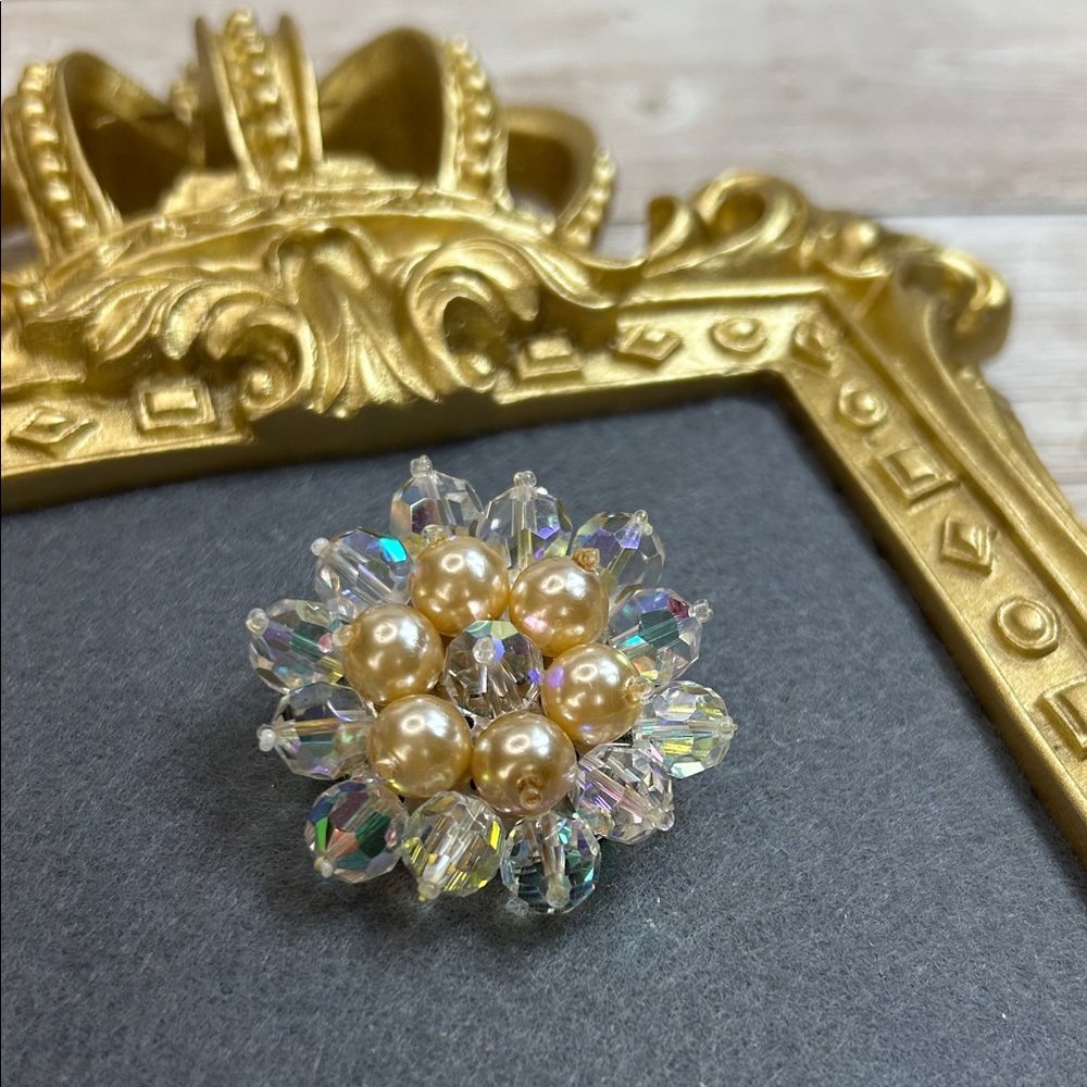 Vintage Western Germany Crystal Ab Brooch 26$